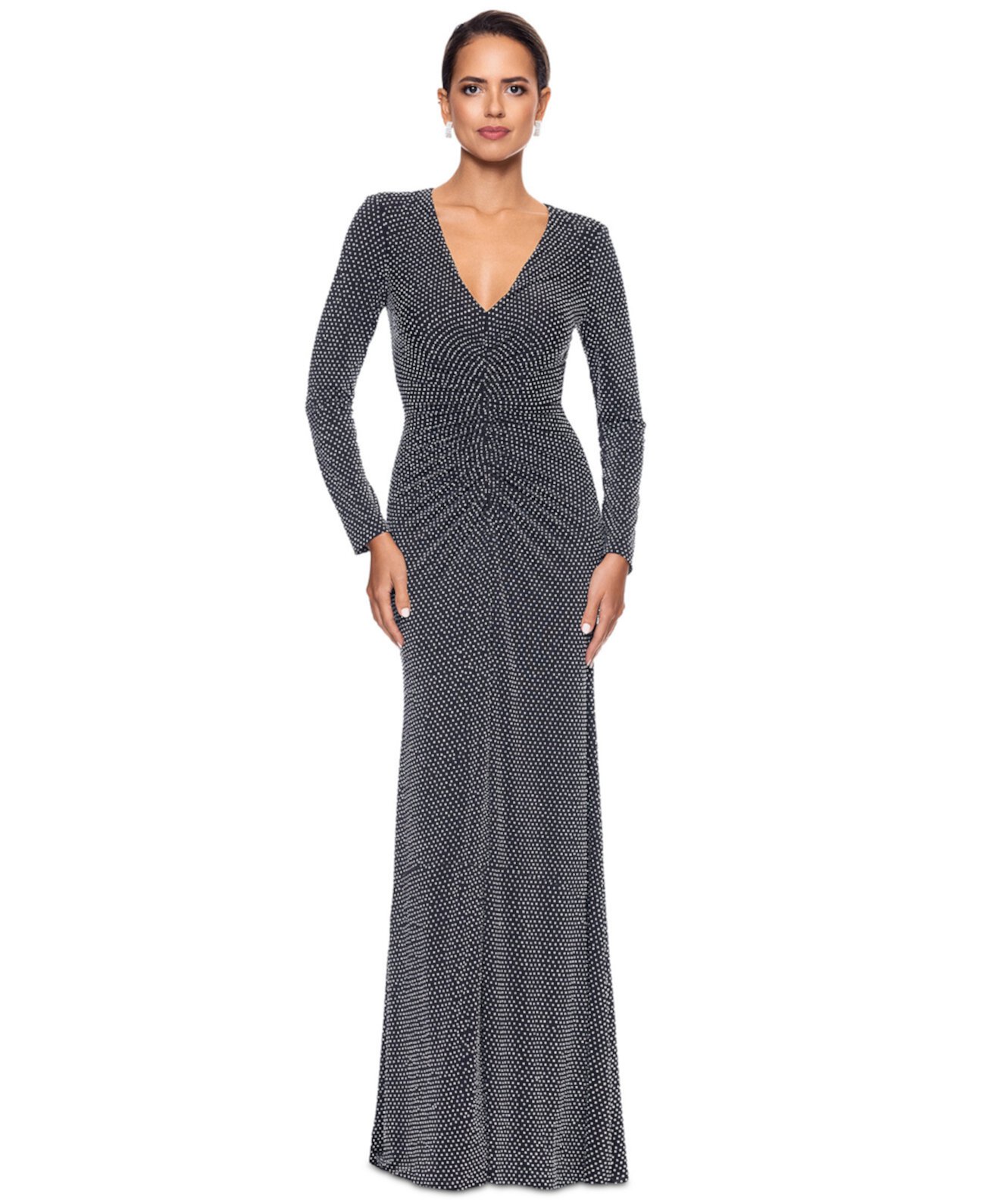 Женское Платье XSCAPE Petite Studded Gathered-Front Evening Gown XSCAPE