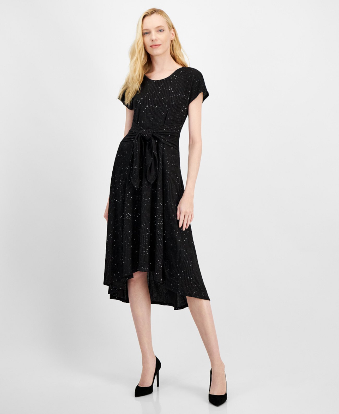 Women's High-Low Sparkle Fit & Flare Dress Robbie Bee