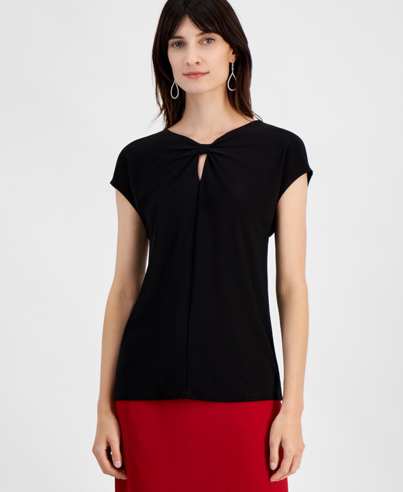 Женская Блузка Kasper Twist Keyhole-Neck Cap-Sleeve Kasper