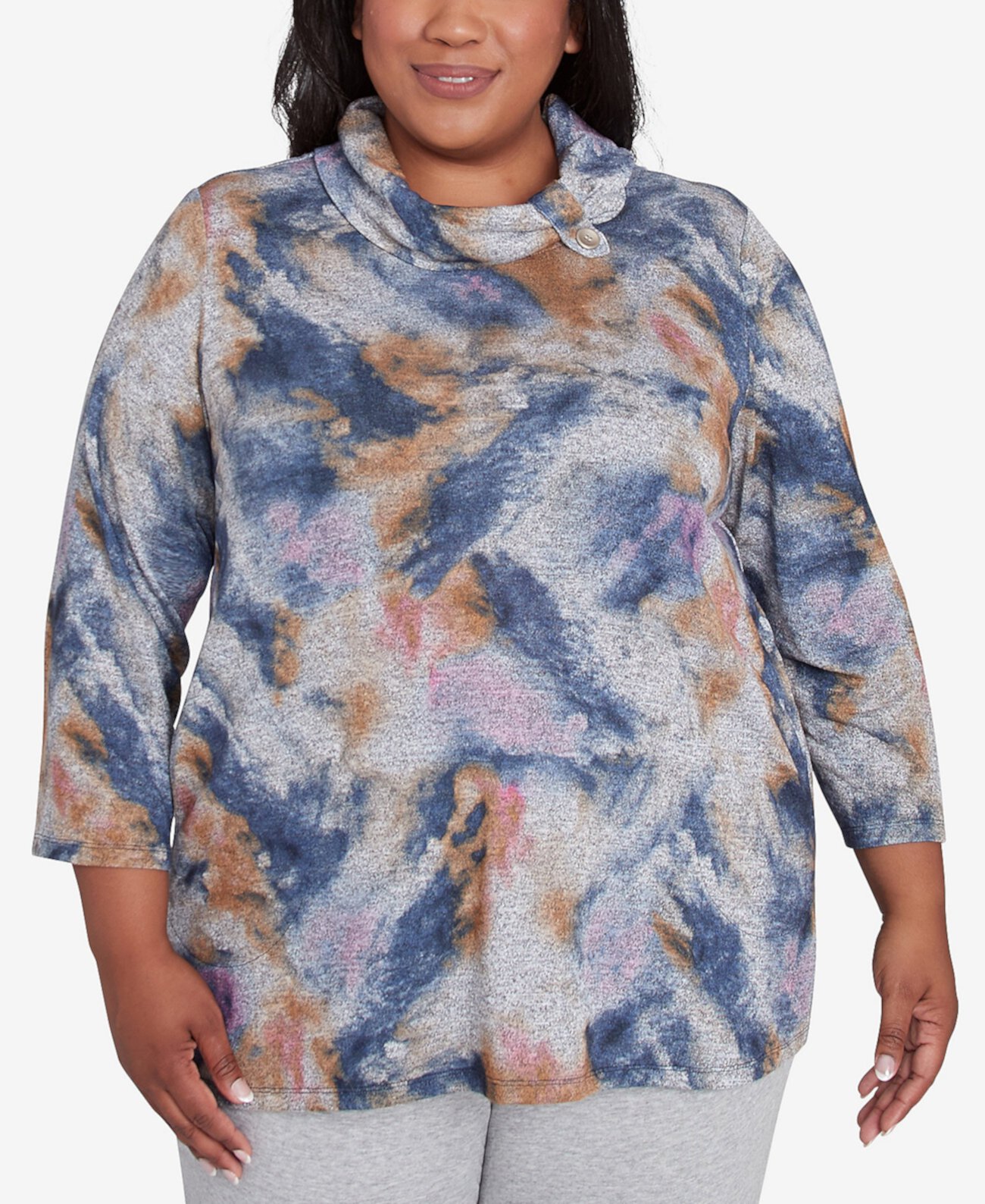 Женская Блузка Alfred Dunner Plus Size Casual Fridays Abstract Watercolor Alfred Dunner