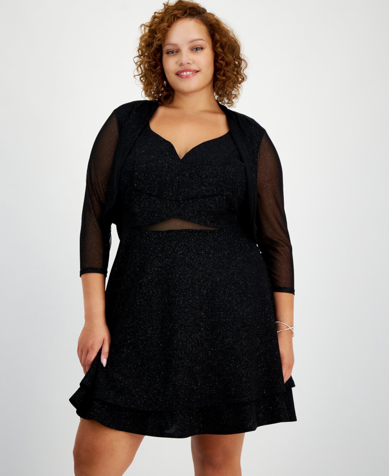 Женский Блейзер City Studios Trendy Plus Size Glitter Open-Front Shrug City Studios