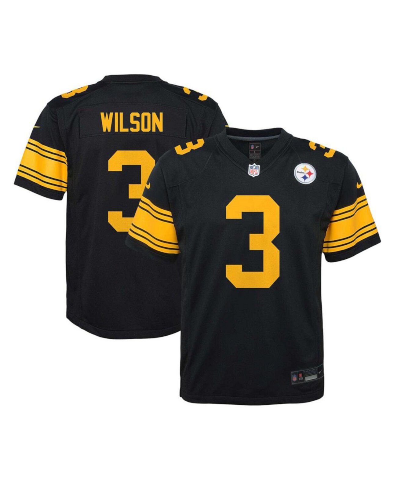 Big Boys and Girls Russell Wilson Black Pittsburgh Steelers Alternate Player Game Jersey Nike