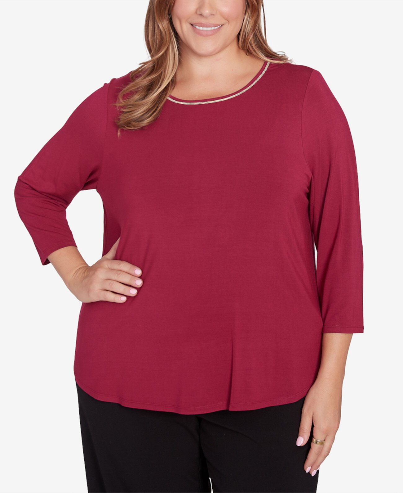 Женская Блузка Ruby Rd. Plus Size Berry Chain Embellished Solid Knit Top Ruby Rd.