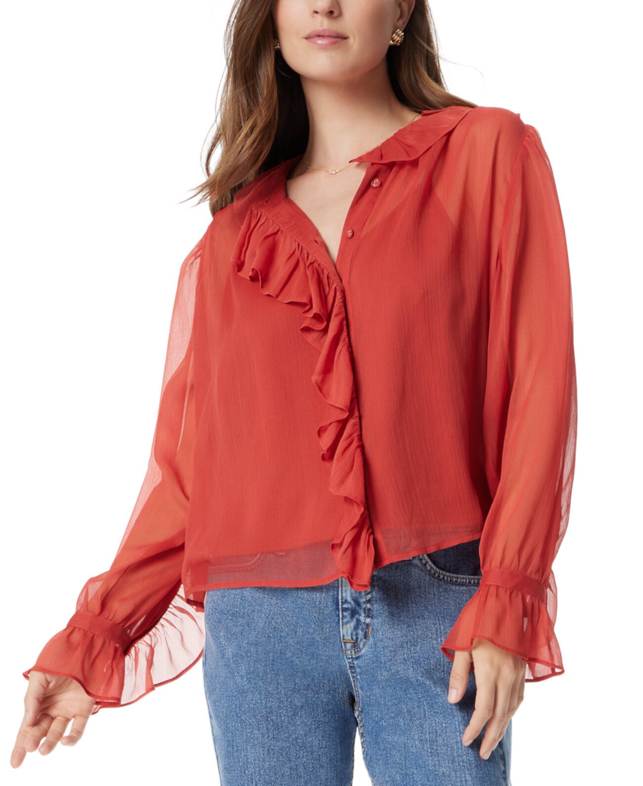 Women's Ruffle-Trim Button-Front Blouse Sam Edelman