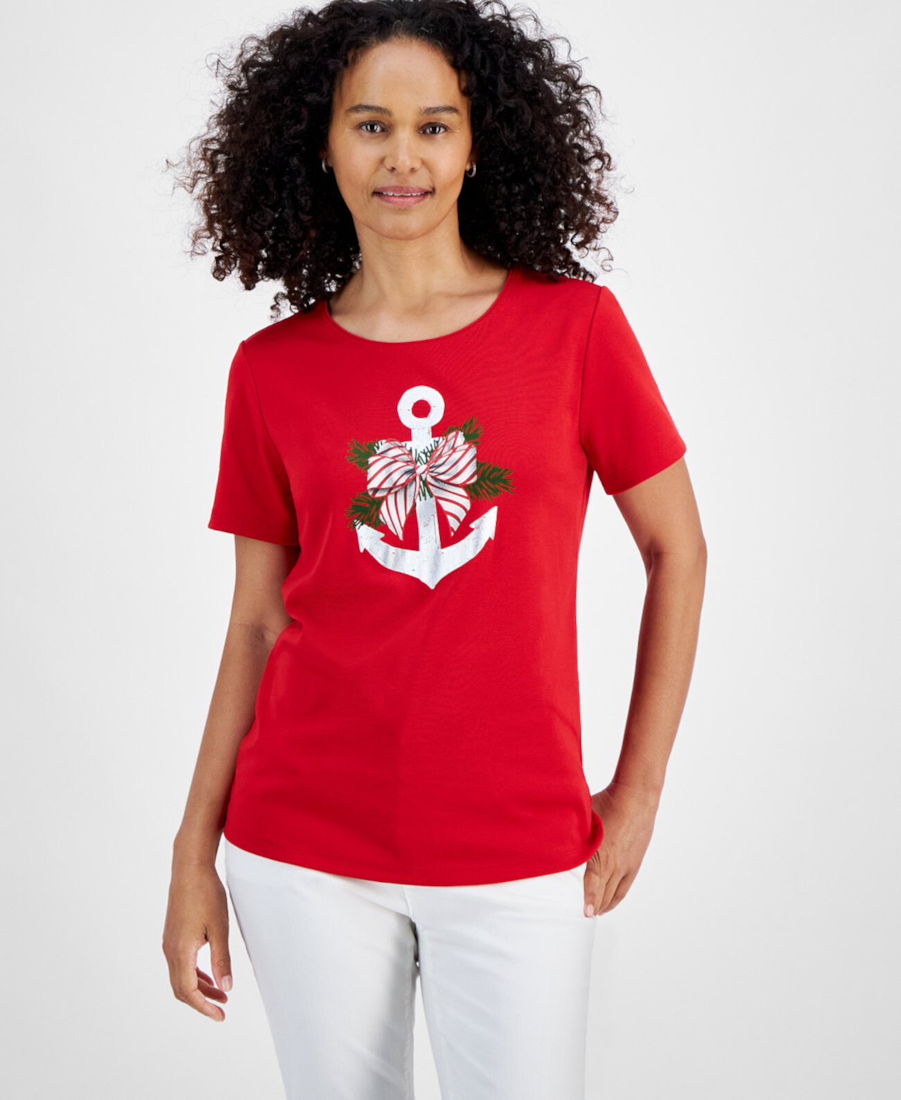 Женская Футболка Holiday Lane Petite Holiday Anchor T-Shirt Holiday Lane