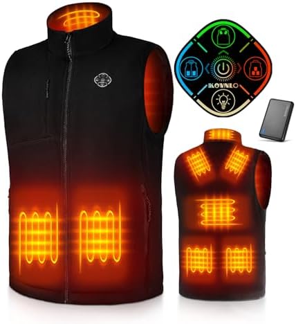 KOVNLO Heated Vest for Men with Battery Pack Included, Soft Fleece Smart Electric Lightweight Heated Jacket KOVNLO