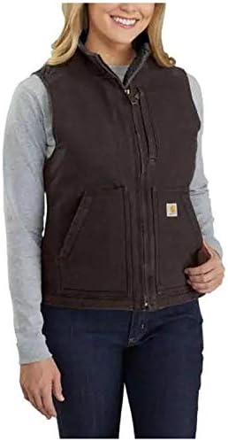 Carhartt Women's Relaxed Fit Washed Duck Sherpa-Lined Mock-Neck Vest Carhartt