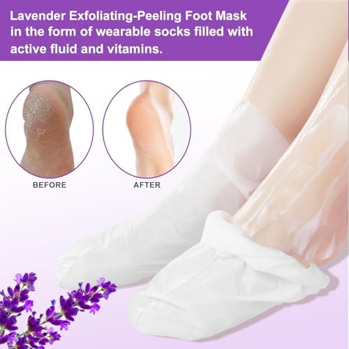 Foot Peel Mask - 5 Pack Foot Mask for Dry Dead Skin, Callus, Repair Rough Heels - Make Your Feet Baby Soft Get Smooth Silky Skin - Lavender ALIVER