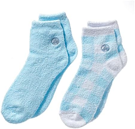 Earth Therapeutics Aloe Vera Socks – Infused with Natural Aloe Vera & Vitamin E – Helps Dry Feet, Cracked Heels, Calluses, Dead Skin - Use with Your Favorite Lotions - Blue Plaid Earth Therapeutics