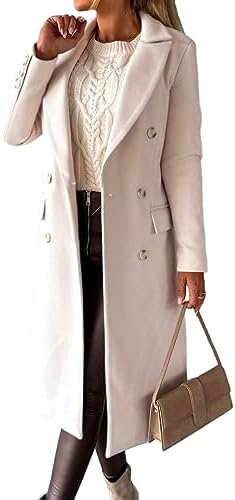 IDEALSANXUN Womens Long Wool Coat Double Breasted Trench Coat Fall Winter Clothes IDEALSANXUN