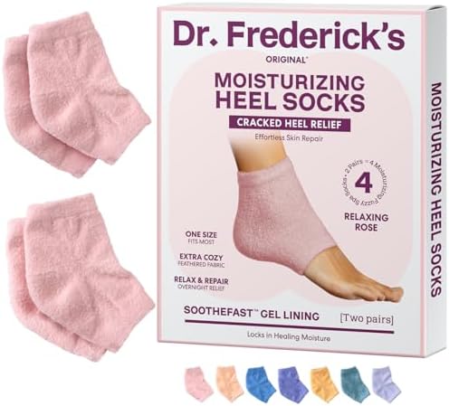 Dr. Frederick's Original Moisturizing Fuzzy Heel Socks - 2 Pairs - Cozy Gel-Lined Sleep Socks for Women & Men - Soothing Dry, Cracked Feet - Cracked Heel Repair - Heal Dry Heels - Lavender Luxury Dr. Frederick's Original