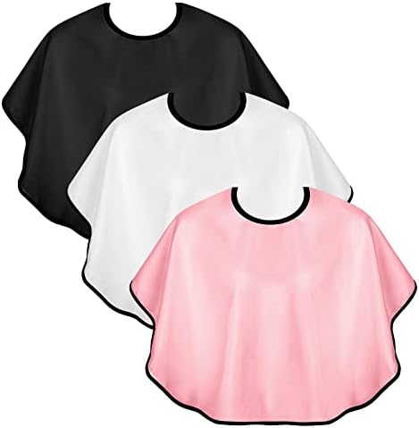 KALIONE 3 Pcs Makeup Capes for Clients Beauty Salon Makeup Bibs Shorty Smock for Clients Lightweight Comb-out Beard Apron Hair Dye Capes Hair Salon Shorty Cape for Makeup Artist Hair Beauty KALIONE