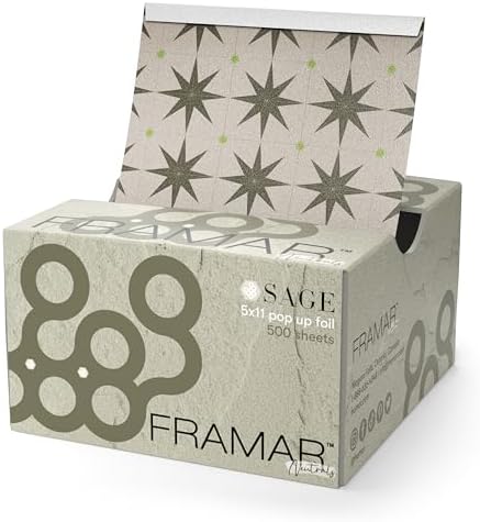 Framar Sage Pop Up Hair Foil, Aluminum Foil Sheets, Hair Foils For Highlighting - 500 Foil Sheets Framar