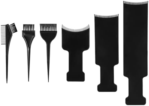 6 Pcs Balayage Board Black Balayage Highlighting Board and Brush Kit Plastic Balayage Board with Teeth for Hair Coloring Dyeing DIY Hairdressing Tint Tool Lusofie