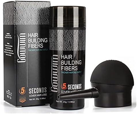 gowwim Hair Thickening Fibers Best 2-in-1 Kit Set,Keratin Hair Building Fibers & Spray Application Atomizador Pump Nozzle,Instantly Cover Sparse Hair Areas (Black) Gowwim