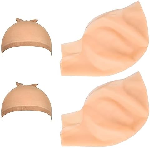 Hoedia 2 PCS Makeup Latex Bald Caps and 2 PCS Nylon Wig Caps Costume Accessories for Halloween Party Adults Kids Hoedia