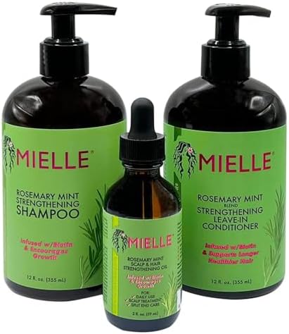 MIELLE Rosemary Mint Organics Infused with Biotin and Encourages Growth Hair Products for Stronger and Healthier Hair and Styling Bundle Set 3 PCS Mielle Organics