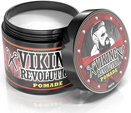 Viking Revolution Hair Pomade for Men (New Formula) - Medium Hold and Matte Shine Free for Classic Look 4oz - Water Based & Easy to Wash Out Viking Revolution