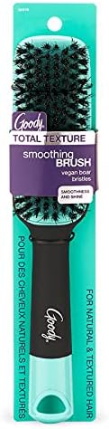 Goody x Total Texture Smoothing Brush - Vegan Boar Bristles Help Condition and Smooths Hair Cuticles for Enhanced Shine Shine - For Natural and Textured Hair - Non-Slip Grip GOODY