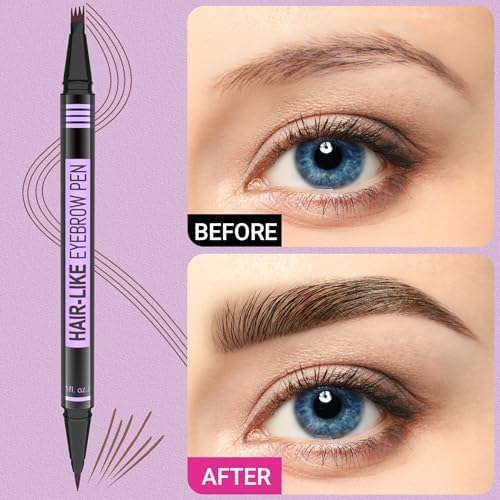 iMethod Eyebrow Pen - Eyebrow Pencil Magic 2-in-1 Eye Brow Pencils for Women with 4-Fork-Tip and Precise Brush-Tip Create Natural Hair-Like Brows, Last All Day, Microblading Eyebrow Pen, Light Brown IMethod