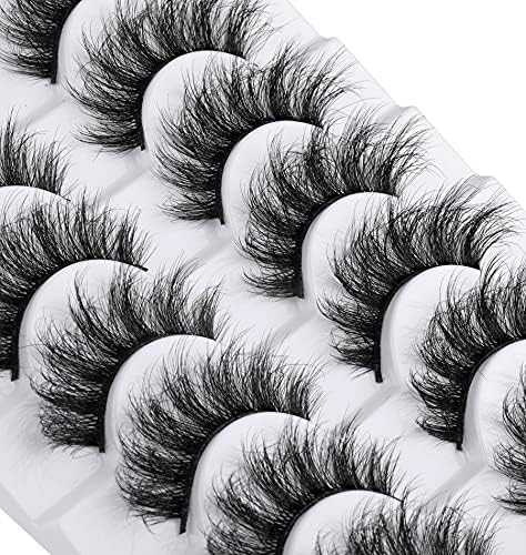 Mink Lashes Cat Eye Fluffy False Lashes Fox Eye False Eyelashes Lashes Natural D Curl Volume Fake Eyelashes Soft Handmade Lashes that Look Like Extensions Lashes Pack Zanlufly