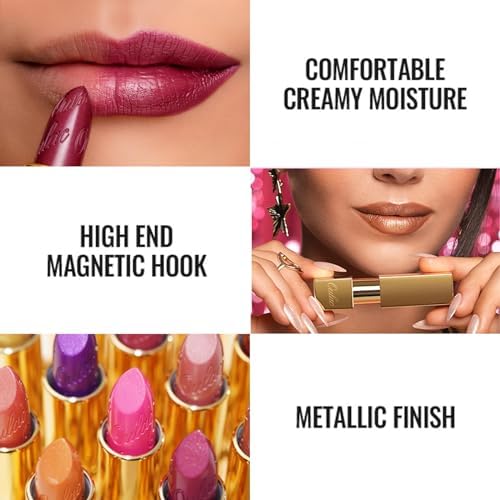 Oulac Metallic Black Lipstick for Halloween Costumes, High-Impact Lipcolor with Moisturizing Creamy Formula, Vegan & Cruelty-Free, Full-Coverage Matte Lipstick, Midnight Mirage (21) Oulac