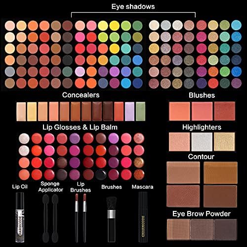 CHARMCODE All in One Makeup Kit, Makeup Kit for Women Full Kit, Make Up Valentine's Day Gift Set for Teen Girls- Eyeshadow Palette,Lip Gloss,Concealer,Highlighter,Blush,Eyeliner,Brow Powder & Contour CHARMCODE