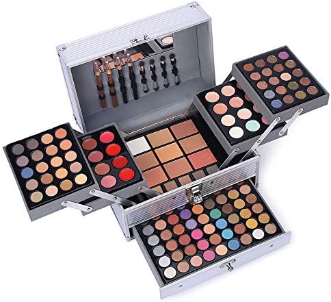 All in One Makeup Gift Set for Women Girls Full Kit, Includes Eyeshadow, Lipstick, Concealer, Highlighter, Eyebrow Powder, Blush, Contour, Lip Liners, Eyeliner, Brushes (Black) CHARMCODE