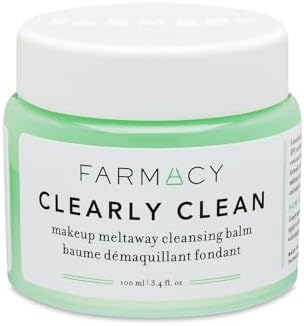 Farmacy Makeup Remover Cleansing Balm - Clearly Clean Sensitive Skin Makeup Remover + Oil Based Cleanser - Gentle Exfoliating Double Cleanser - Melts From Balm to Milky Lather (12ml) Farmacy