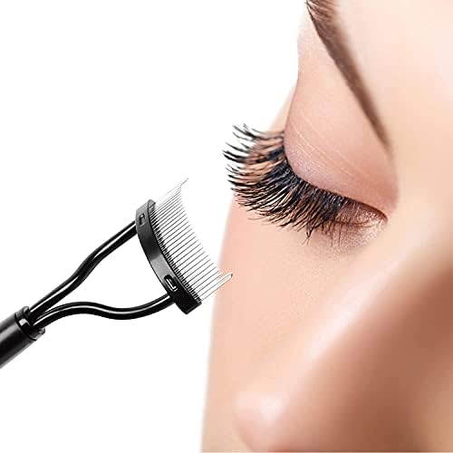 Docolor Eyelash Comb Eyelash Separator tool Mascara Applicator Eyelash brush Lash Separator Tool Comb Arc Designed Cosmetic Brushes Tool, With Comb Cover (Black) docolor