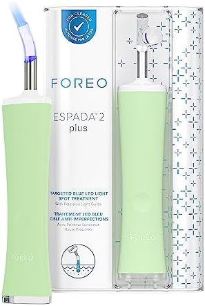 FOREO Flawless & Fabulous ESPADA 2 Plus Bundle - ESPADA BHA+PHA Blemish Solution, 0.5 oz - Medical-grade Silicone - Scar Treatment for Face - Pimple & Blemish Removal – Pistachio Foreo