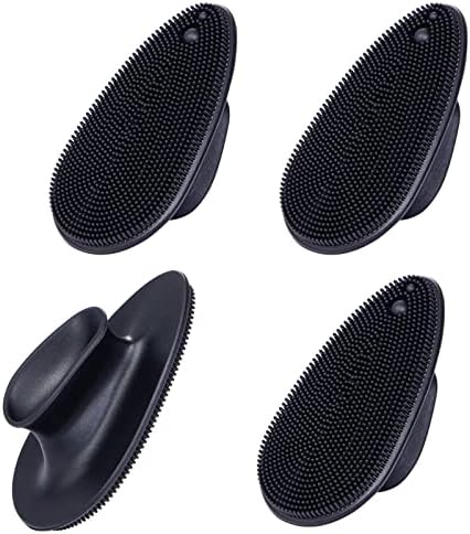 4 Pack Silicone Face Scrubber, Beomeen Facial Cleansing Brush Soft Silicone Facial Exfoliation and Massage Brush Blackhead Scrubber for Men and Women (Black) Beomeen