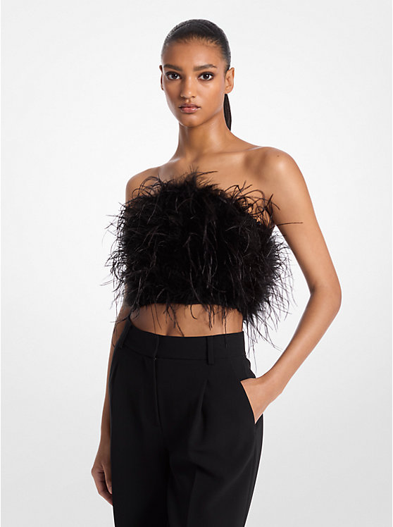 Женская Футболка Michael Kors Feather Embellished Crepe Tube Top Michael Kors