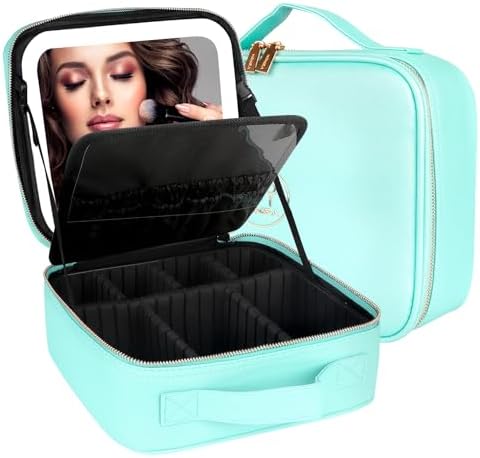 Чемодан MOMIRA Makeup Bag с зеркалом и подсветкой, аквамариновый Momira