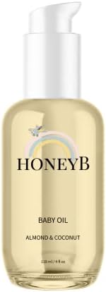 HoneyB Soothing Baby Oil with Almond & Coconut Oils for Increased Hydration - Clean and Plant-Based Baby Coconut Oil for Newborn, Baby Massage Oil, Coconut Baby Oil, 4oz HoneyB Kids