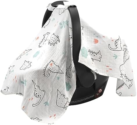 SERAPHY 100% Muslin Cotton Car Seat Covers for Babies, Universal Baby Car Seat Cover, Breathable Muslin Carseat Cover Canopies for Boys and Girls, Soft Infant Car Seat Cover for Summer — Rabbits Seraphy