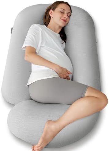 Pregnancy Pillows, U-Shaped Full Body Pillow with Removable Cooling Cover, 57 Inch Maternity Pillow for Pregnant Women, Support for Back,Hip, Belly, Legs Aliphon