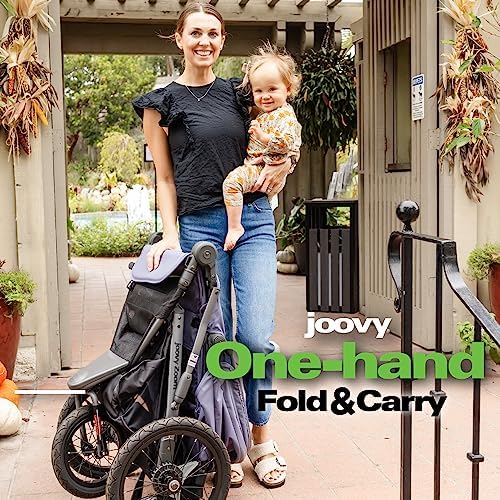 Joovy Zoom Lightweight Jogging Stroller Featuring High Child Seat, Shock-Absorbing Suspension, Extra-Large Air-Filled Tires, Parent Organizer, One-Handed Fold, and Easy One-Hand Fold, Jet Joovy