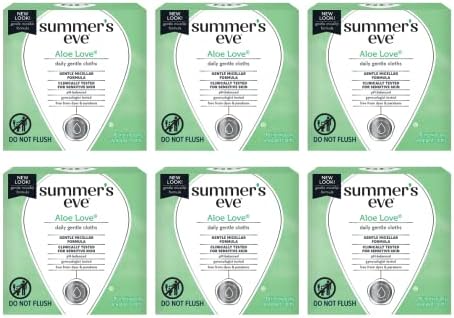 Summers Eve Cleansing Cloths 16 Count Aloe Love (6 Pack) Summer's Eve