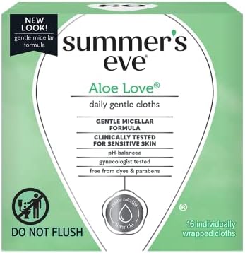 Summer's Eve Aloe Love Gentle Daily Feminine Wipes 16 Count, (Pack of 2) Summer's Eve