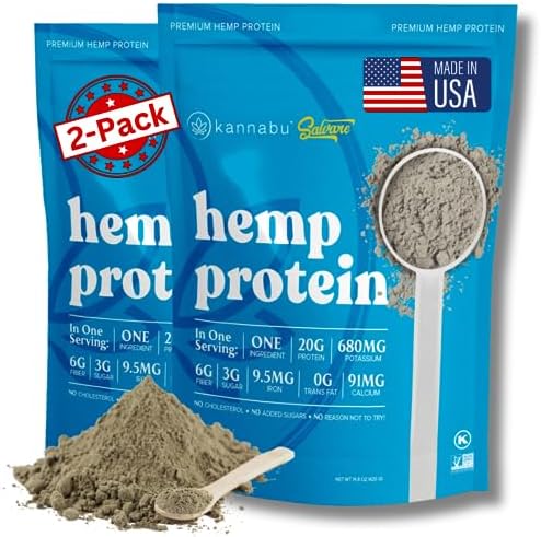 Hemp Protein Powder | 20G Plant Protein Per Serving | All Natural Fiber Iron Potassium Magnesium Omega 3 6 9 | Hemp Seeds Superfood | Vegan Gluten Free Kosher Keto (14.8 oz - Pack of 1) Kannabu