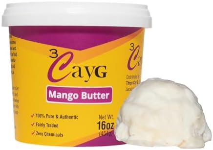 3CayG Mango Butter All Natural 1LB Body Butter Lotion- Great for Soap Making-Naturally Refined 3CayG Direct