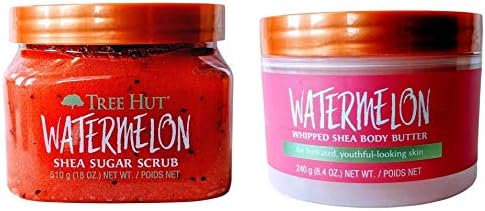 Tree Hut Radiant Skin Watermelon Shea Sugar Scrub Bundled With Watermelon Whipped Shea Body Butter Tree Hut