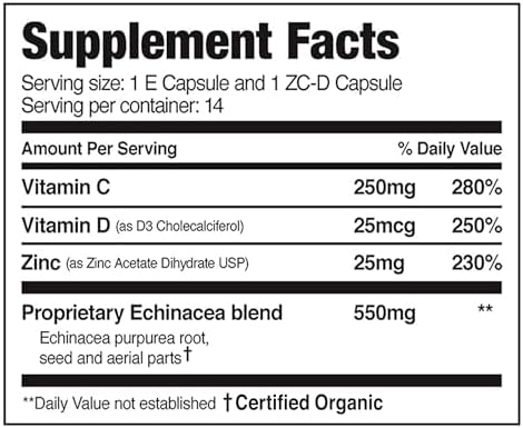 EZC Pak+D 5-Day Tapered Immune System Booster - Vitamin Immune Support Supplement, Echinacea, Zinc, Vitamin C, & Vitamin D, Immune System Support, Immune Boosters for Adults EZC Pak