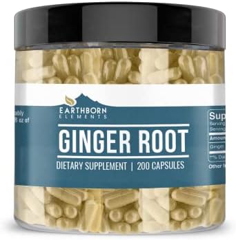 Earthborn Elements Ginger Root (200 Capsules) Pure & Undiluted, No Additives Earthborn Elements