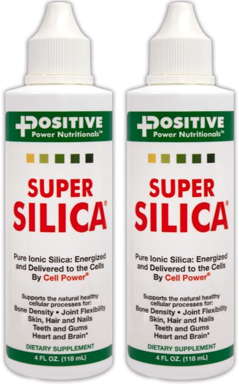 Super Silica Liquid (Жидкость) Concentrate, 4 oz (Унции). Bottle (Pack of 2) -Highest Absorption, Collagen-Producing, Supports Healthy Bone Density, Joint Flexibility, Skin Hair and Nails, -4 oz. Makes Over 68 quarts Positive Power Nutritionals