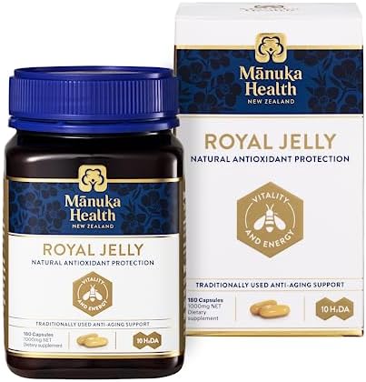 Manuka Health Royal Jelly Capsules (Капсулы), 1000mg NET - 180 Count (3-Month Supply) - Traditional Anti Aging Supplement from New Zealand Manuka Health