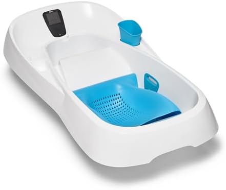 4moms Cleanwater Tub, 3-in-1 Grow-with-Me Baby Bathtub with Digital Thermometer for Newborns to Toddler 4moms