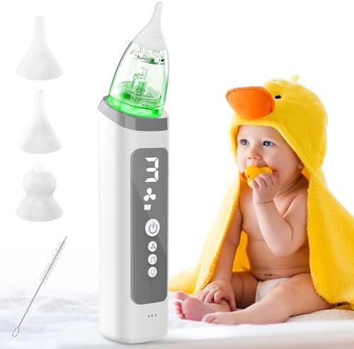 Nasal Aspirator for Baby - Baby Nose Sucker with 3 Suction Levels, Baby Nasal Aspirator, Electric Nose Suction for Baby with 3 Silicone Tips Music and Light, Rechargeable Snot Nose Sucker for Babies Manotears