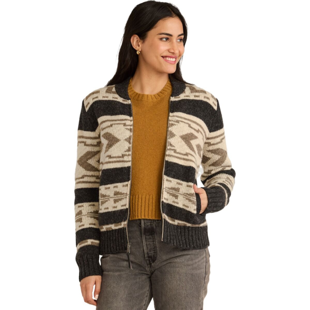 Graphic Shetland Zip Sweater Pendleton